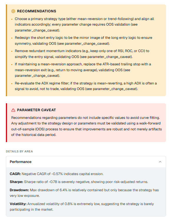 Critical strategy: recommendations and details by area