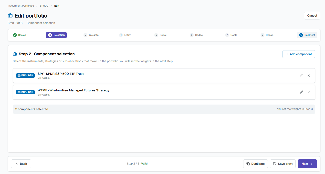 Step 2 — Component selection
