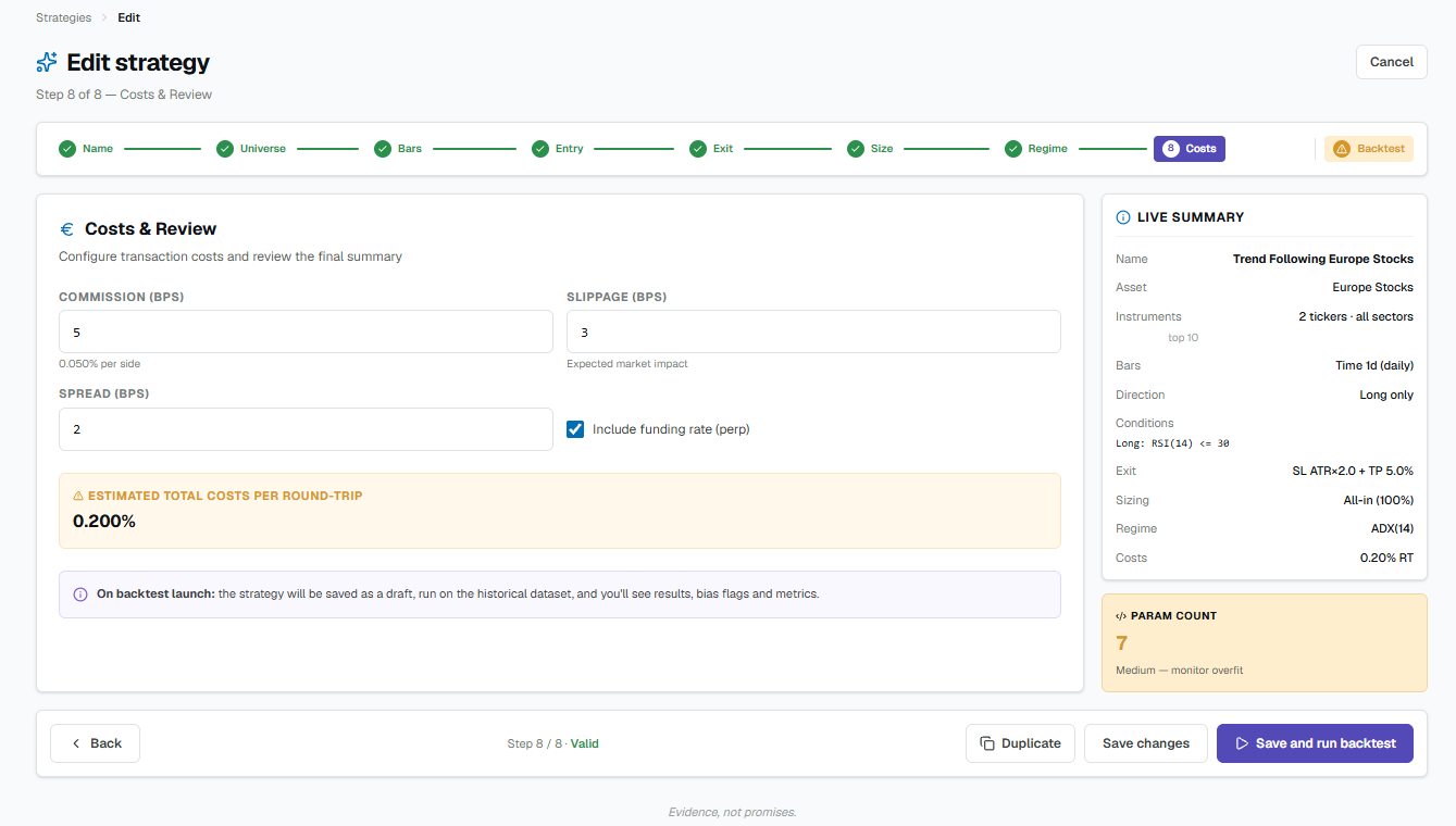 Step 8 — Costs and summary