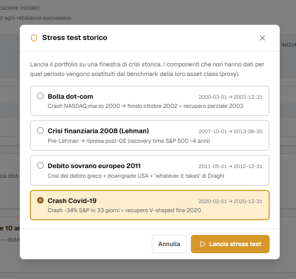 Selezione dello scenario