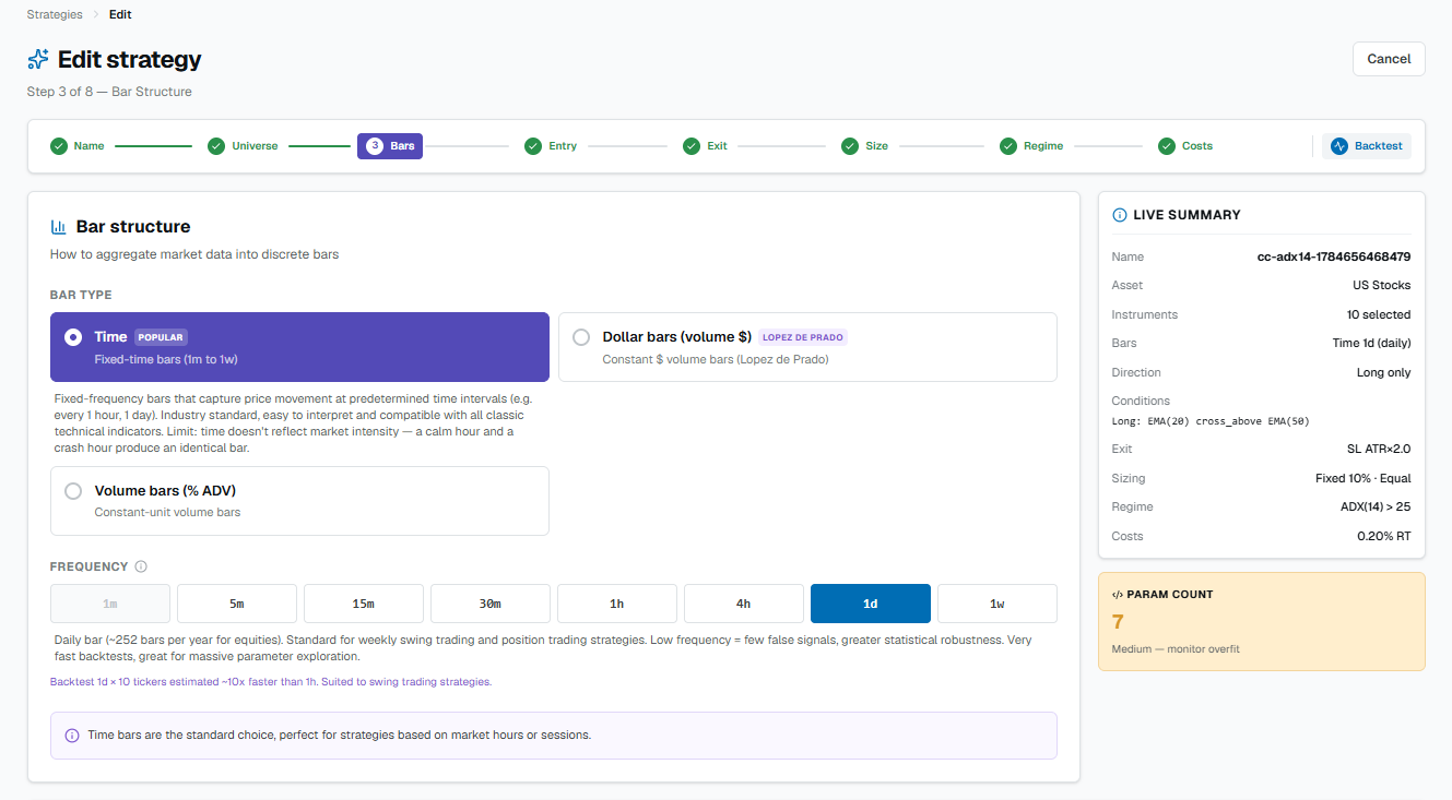 No-code strategy builder